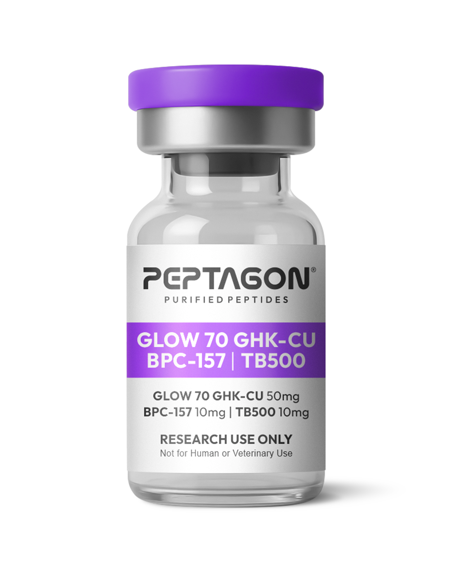 Peptagon Purified Peptides Glow 70 GHK-CU BPC-157 TB500 vial
